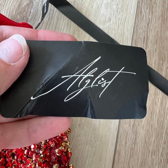 ALGIST Women's Beaded Embellished Mini Dress Size XS/S In Red - Picture 11 of 14